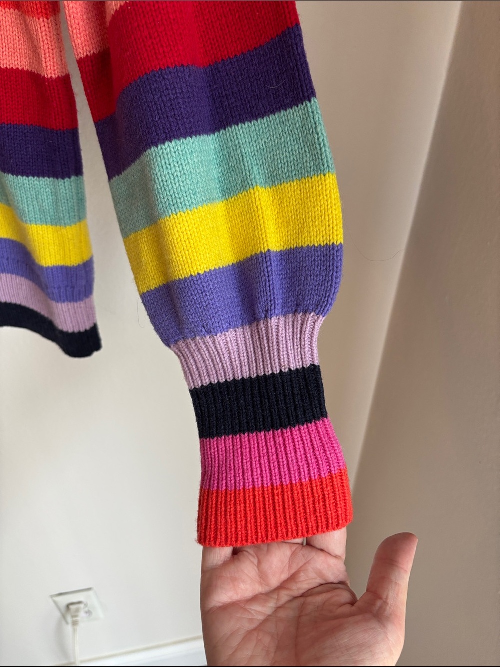 GAP Women's Multicolor Rainbow Striped merino wool Crewneck Sweater Small EUC - Picture 6 of 7